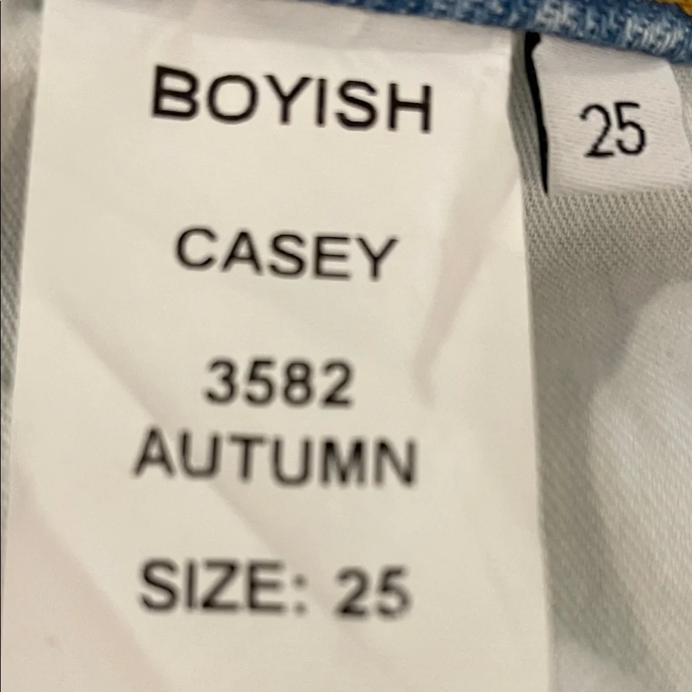 Boyish Casey Distressed Denim Straight Leg Crossover‎ Button Fly Raw Hem 25